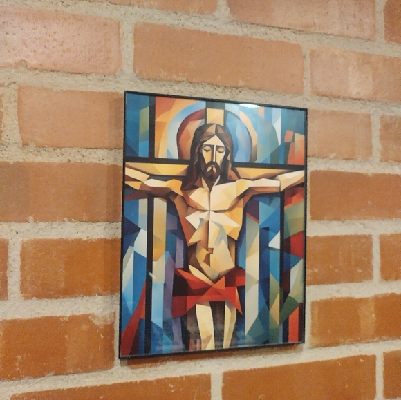 Other - Jesus Christ Picasso Style Cubism Abstract Framed Art Print By Neon Nicho